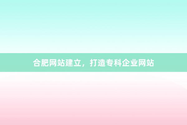 合肥网站建立，打造专科企业网站